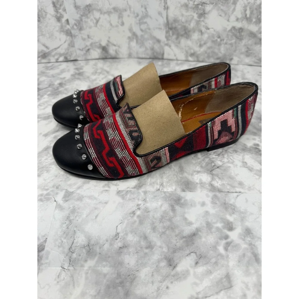 Dolce Vita ❤️Womens Southwestern Woven Studded Loafers Red Black boho festival 8